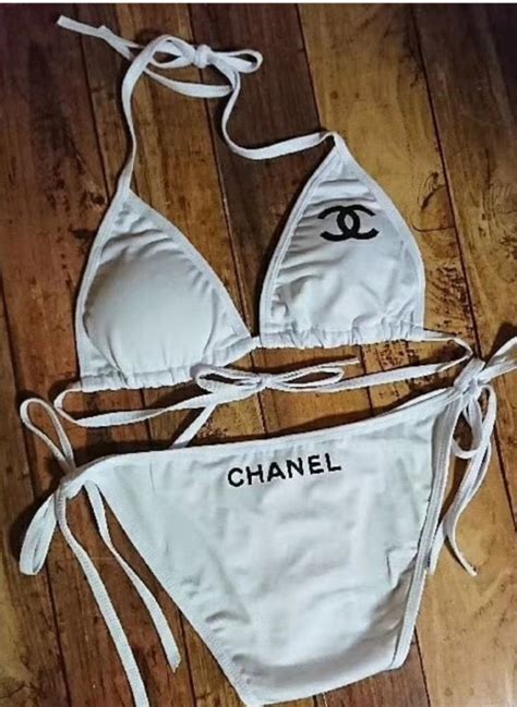 chanel pink bathing suit|Chanel bikini peach.